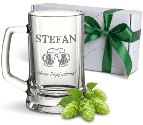 Bierkrug mit Gravur - Personalisierte Geschenke Männer - Geschenke für Sie & Ihn - Bierglas Geschenkidee für Herren, Freunde Vatertag - Geburtstagsgeschenk Bierfreunde Prost!