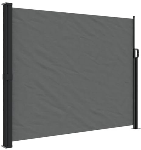 Gecheer Seitenmarkise Ausziehbar Sonnenschutz Sichtschutz Windschutz Seitenrollo Markise Seitenwandmarkise Balkon Garten Terrasse Anthrazit 160x500 cm