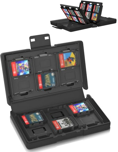 NEWZEROL 24 Slot Switch Game Card Case, Spielkarten Aufbewahrungshülle Kompatibel mit Switch 2 / Switch OLED, Lite, Tragbare Game Card Case mit 24 Spielkartenfächern