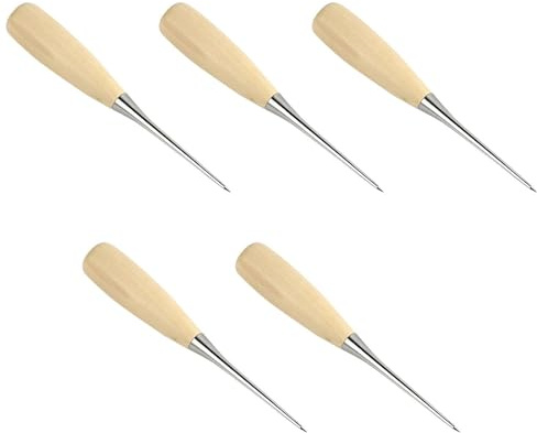 Leather Working Tool Steel Punching Awl Set with Comfortable Wood Handle Leather Sewing Stitching Awl Needle Stitching for Work