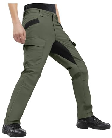 Generisch Pantaloni cargo da uomo lunghi da lavoro, grigi, pantaloni da caccia, slim fit, tattici, resistenti all'abrasione, per alpinismo, multi tasche, resistenti, pratici, da trekking Ripstop