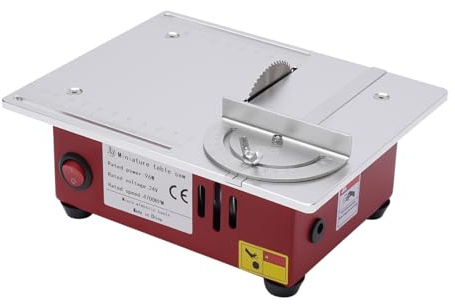 Mini sega circolare da tavolo, 96 W, per modellini fai da te in legno e metallo, 9500 RPM (profondità di taglio 0,1-14 mm), aspirazione della polvere e lembo di sicurezza, portatile e regolabile in