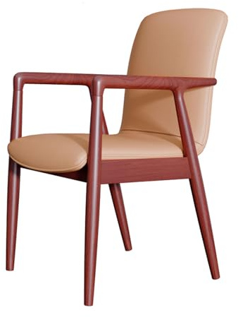 Modern träkontorsstol med hög rygg - ergonomiskt skrivbord och matsalsstol i massivt trä, snygg mottagning, bekväm arbetsstol för hem och kontor