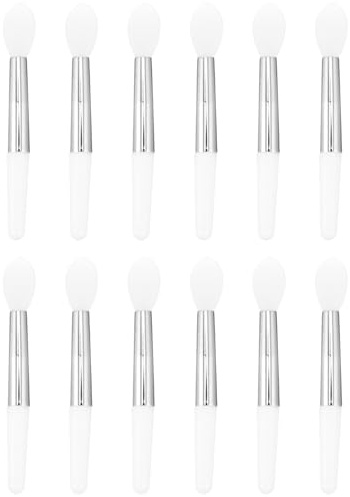 HOMSFOU 12 Pinceles de Silicona para Labios Aplicador de Bálsamo y Pincel para Mascarillas, Mini Kit de Maquillaje Portátil para Mujeres y Adolescentes