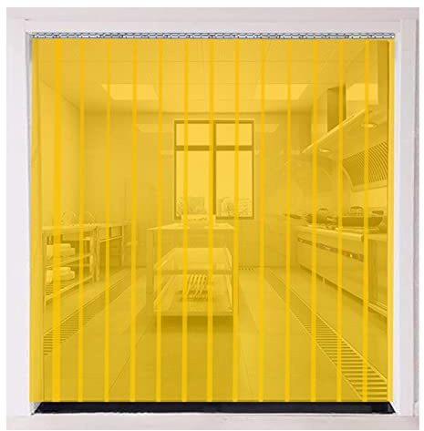 Clear PVC Strip Door Curtain - Smooth Vinyl Door Strips for Shop, Factory, Garage & Patio - Customizable Yellow Plastic Curtain for Easy Access & Insect Protection