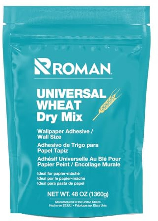 ROMAN Universal Wheat Dry Mix Wallpaper Adhesive, Premium Grade for Lightweight and Delicate Wallpaper, Book Binding, Easy Mix & Application (3 lb - 1,500 sq. ft.)