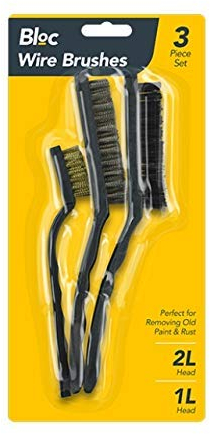 3 pc Mini Wire Brush BBQ Cleaning Rust Removal Set Brass Steel Nylon Brushes