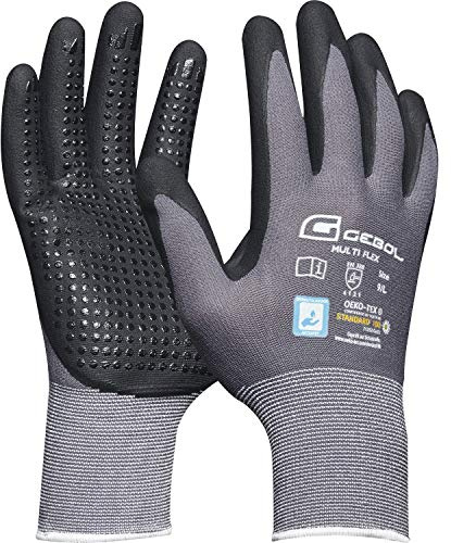 Arbeitshandschuh MULTI-FLEX | Größe 9 (L) | Nylon Feinstrick mit Nitril Mirkoschaum Beschichtung | 1 Paar, Schwarz Grau