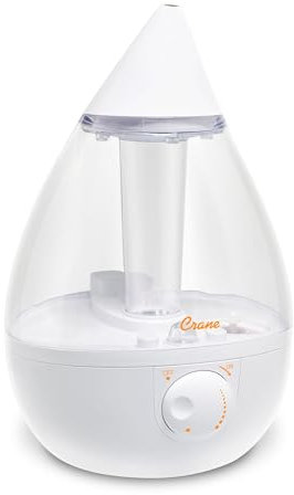 Crane Ultrasonic Cool Mist Humidifier for Bedroom, Baby Nursery, Kids Room, Plants, or Office, Large 1 Gallon Tank, Filter Optional, Clear and White