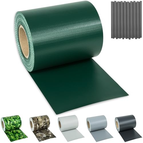 TecTake® Rollo Aislamiento Aislante PVC 19 cm de Alto, Protección UV, Privacidad, Clips de Sujeción, Malla Sombreo, Ocultacion Jardin Exterior, Valla Jardin Exterior - 35 m Verde