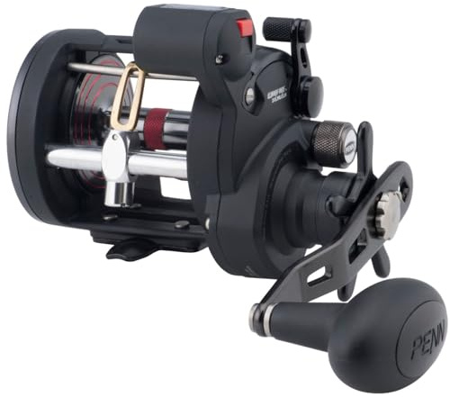 PENN Warfare Level Wind Multirolle für Salzwasser Boots- oder Kajakangeln, Schwarz/Rot/smoke