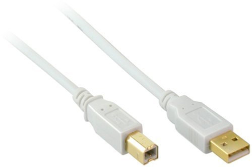 BIGtec 1m Druckerkabel USB Kabel Anschlußkabel Verbindungskabel weiß A/B USB A-Stecker auf B-Stecker vergoldet