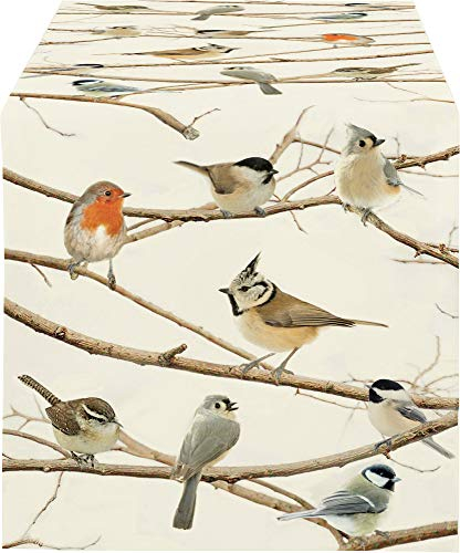 APELT Tischläufer Winterwelt Baumwolle Vögel Größe 46x135 cm