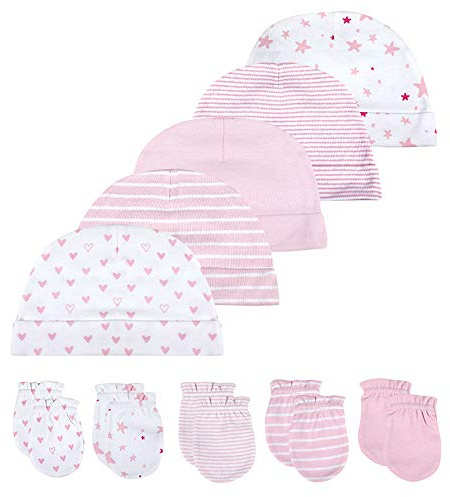 Kiddiezoom Ensemble bonnet et moufles anti-griffures pour nouveau-né, 0-6 mois