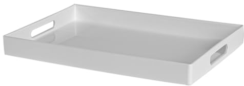 Argon Tableware 34.5 x 30cm Serving Trays with Handles - White - Pack of 3 - Rectangular Tray Metallic Decorative Breakfast Dish Melamine Food Tray for Eating, Snacks, Drinks, Food Serving