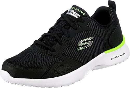 Skechers Skech-air Dynamight Venturik sneakers för män, Svart syntetisk textil lime trim, 44 EU