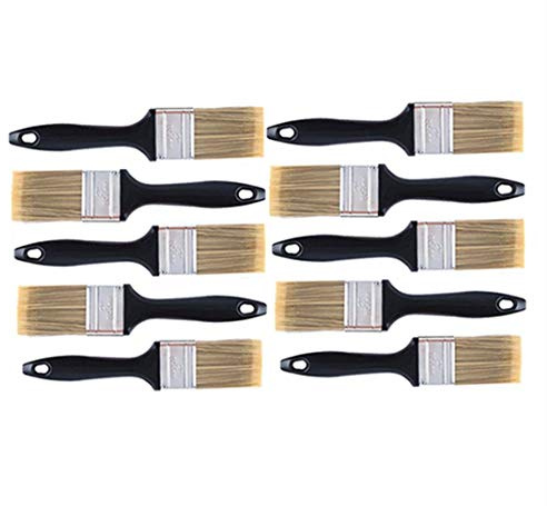 LAPXSNZD 10 Pieces 2 Inch Paint Brush,Flat Paint Brushes Professional Paint Tools with Treated Plastic Handle for DIY Paint,Furniture,Fences,Deck,and Wall Trim