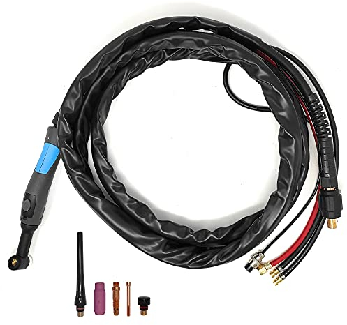 ELCAN Torche de soudage TIG SR18W refroidie à l'eau de 4 mètres avec connecteur 35-50 installé, pistolet ou torche à souder pour machine inverter à haute fréquence