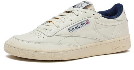 Reebok Club C Vintage Tennis Sneakers for Men, Casual White Mens Shoes, Size 7 to 15, Chalk/Alabaster/Essential Blue, 12