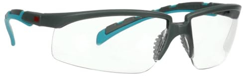 Solus 3M Serie 2000, S2001SGAF-BGR, grau/türkise Bügel, Scotchgard Anti-Fog-Beschichtung, transparente Anti-Fog-Antikratz-Scheibe