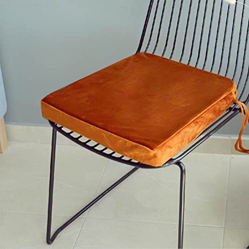 GREATOYAR Cojin para Silla y Asiento, Cojín Decorativo con Correas de Sujeción, Cojin Cuadrado, Decoración de Jardín Casa Terraza, Fabricado en España, 40x40x4,5cm, 6 Unidades, Terciopelo, Naranja