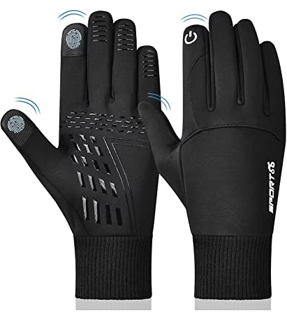 Handschuhe Herren Damen Winter Warme Touchscreen Laufhandschuhe Leicht rutschfest Fahrradhandschuhe Elastisch Winterhandschuhe Stoßdämpfend Outdoor Laufen Radsport Mountainbike Handschuhe DeepBlack M