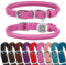 BRONZEDOG Hundehalsband aus gerolltem Leder für kleine, mittelgroße und große Hunde mit QR-ID-Tag (Rosa, M: 35-41 cm)