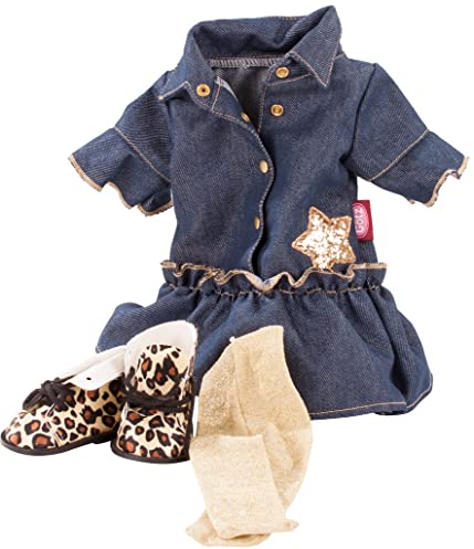 Götz 3403318 Kombination Golden Coolness - Puppenbekleidung Gr. XM - 4-teiliges Bekleidungs- und Zubehörset für Stehpuppen 36 cm