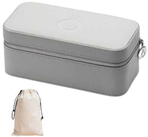 PANDORA Women's Jewellery Organiser Original Jewellery Box for Women and Girls Travel Jewellery Box Grey (200 x 101 x 85 mm). Organic cotton pouch (A012_Bag)