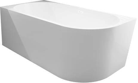 Balneo Vasca da Bagno Angolare Autoportante AVOLA - Acrilico con Struttura in Acciaio - 6 Piedini di Stabilizzazione - Troppopieno e Tappo a Scatto - sinistra - Bianco - 170x80cm