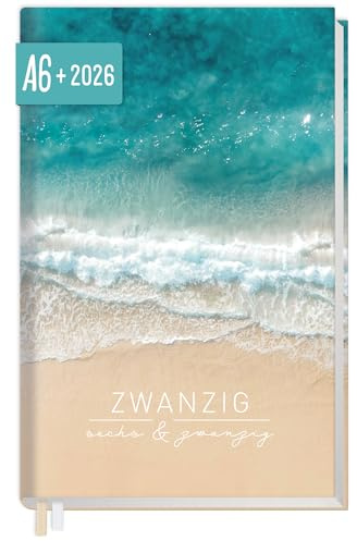 Häfft® Chäff-Timer Mini Taschenkalender 2026 A6+ “Summer Beach” Terminplaner klein mit 1 Woche auf 2 Seiten, Wochenplaner, Kalender, Organizer - nachhaltig & klimafreundlich