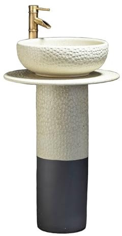 Lavabo de pedestal Lavabo de pedestal de 3 piezas, lavabo de pedestal de cerámica for baño, lavabo de pie, lavabo de tocador con grifo y kit de drenaje, uso en exteriores e interiores Lavabo de pedest