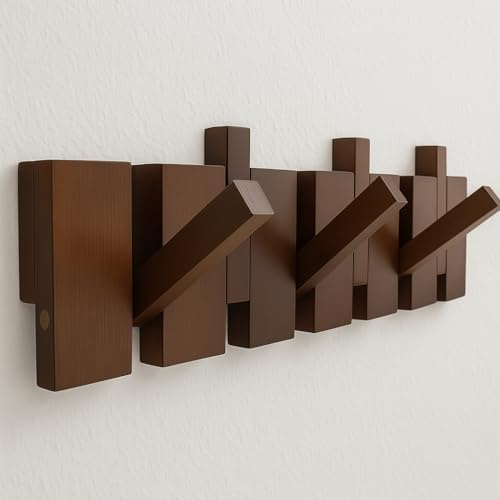 Wandgarderobe aus Holz – Klappbare Haken im minimalistischen Design – Platzsparende Garderobenleiste für Flur, Bad & Schlafzimmer – 45x13,5 cm - Vico and Son®
