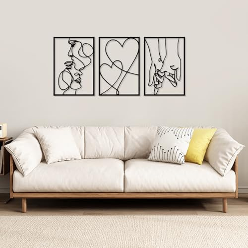 Spalivivre 3 Piezas de Arte Abstracto para Pared, Decoración Minimalista de Metal para Pared, Decoración para Dormitorio, Salón, Baño y Cocina