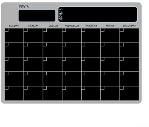 Magnetisk planeringstavla, raderbar månadskalender för hushållsbruk (svart)