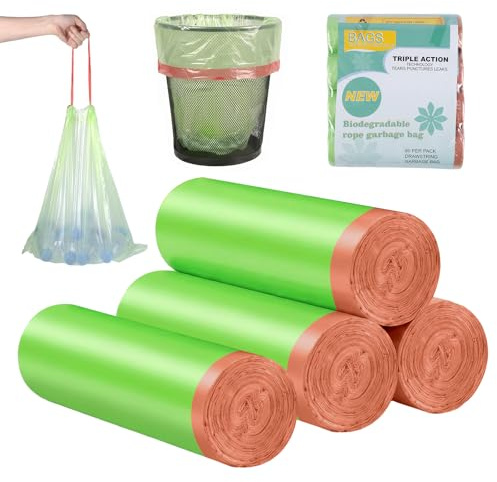 80 sacchetti per la spazzatura biologici, resistenti agli strappi e impermeabili, biodegradabili, per cucina, ufficio, soggiorno (larghezza 45 x altezza 50 cm)