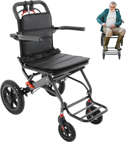Silla de ruedas plegable ligera 31 x 53 x 80 cm, silla de ruedas plegable, portátil de viaje, silla de ruedas plegable con bolsa de almacenamiento, para viajes, uso diario y cuidado, para adultos