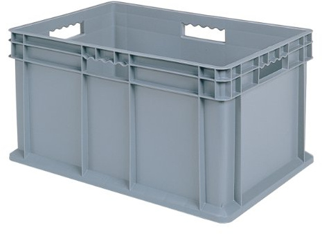 Akro-Mils 37682 Plastic Straight Wall Container Tote with Solid Sides and Solid Base, (24-Inch x 16-Inch x 12-Inch), Gray, (3-Pack)