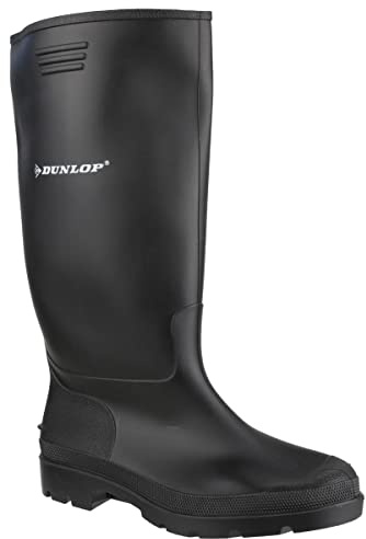 DUNLOP Unisex Wellingtons Boots Ladies Women Mens Wellies Fully Waterproof Snow Rain Muck Outdoor Mud Shoes Welly (Black, 6)
