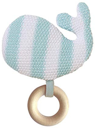 Manhattan Toy Baby Rattle med leksak val stickad babyrassel med bitring av trä