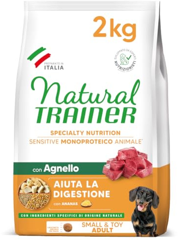 Trainer Sensitive No Gluten SmallToy Adult con Agnello e Cereali Integrali, Agnello, 2kg