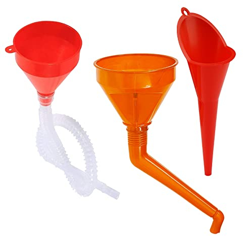 Engine Oil Filling Funnel Garage Car Funnel Set Long Mouth Funnels Universal Funnel Portable Gasoline Engine Funnel with Filter Screen for Change Motorcycle Car Farm Machine Automotive oil，3Pcs