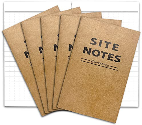 Confezione da 5 quaderni per note sul campo, ricarica per quaderni tascabili in pelle ricaricabile, portafoglio in pelle, note sul campo, ricarica universale di carta bianca cucita, 8,9 x 14,9 cm