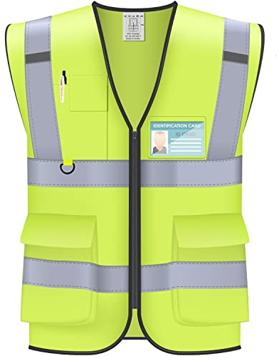 Oyayubi Warnwesten Auto Pannenweste, EN ISO 20471 Gelb Warnweste, Neongelb Sicherheitsweste, Reflektierend Weste, Herren Frauen, Pkw, LKW - 4XL