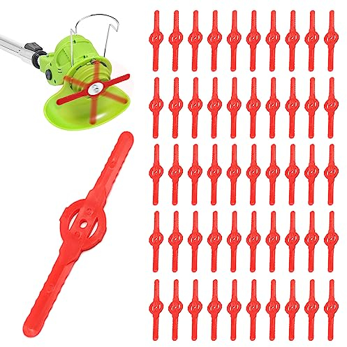 VIKSAUN 50 Pieces Plastic Grass Trimmer Blades, Grass Trimmer Replacement Blades, 135 mm Cordless Strimmer Blades, for Lawn, Garden, Orchard, Woods, or Pastoral, Cordless Lawn Mower Cutting (50 pcs)