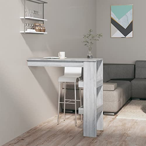 ZEYUAN Wand-Bartisch, Küchentisch, Esstisch, Bar Tisch, Minibar Schrank, Bar Möbel, Kuchen Tisch, Kaffeebar Möbel, Grau Sonoma 102x45x103,5 cm Holzwerkstoff