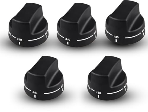 Suireh PA010034 Cooktop Burner Knob for Viking Gas Range,9mm/0.35 inch D-Shaped Hole Range knobs Compatible with Viking VDSC305, VDSC365, VGIS30, VGRC60（Black,5PCS