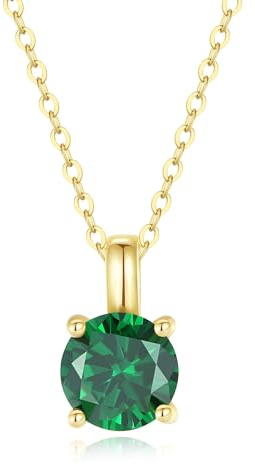 GAVU Kristall Halskette für Damen silber 925 mit Smaragdgrün Zirkonia Anhänger, Vergoldete Kette