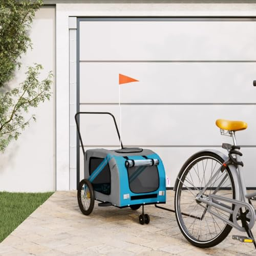 CIADAZ Pet Bike Trailer Blue and Grey Oxford Fabric and Iron, Dog Bike Trailer, Dog Pushchairs For Small Dogs, Bicycle Towing, Dog Stroller, Dog Disabled Scooter, Bicycle Trailer For Dogs93904