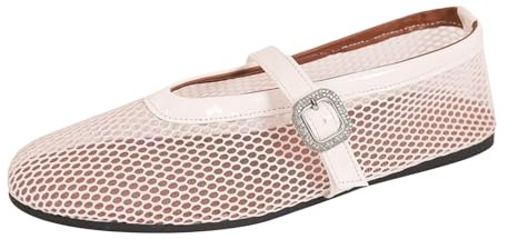 Ballerines en maille pour femme - Tissu léger - Rondes - Espadrilles élégantes et confortables - Mocassins plats avec sangles à boucle - Ballerines confortables en résille - Chaussures décontractées,